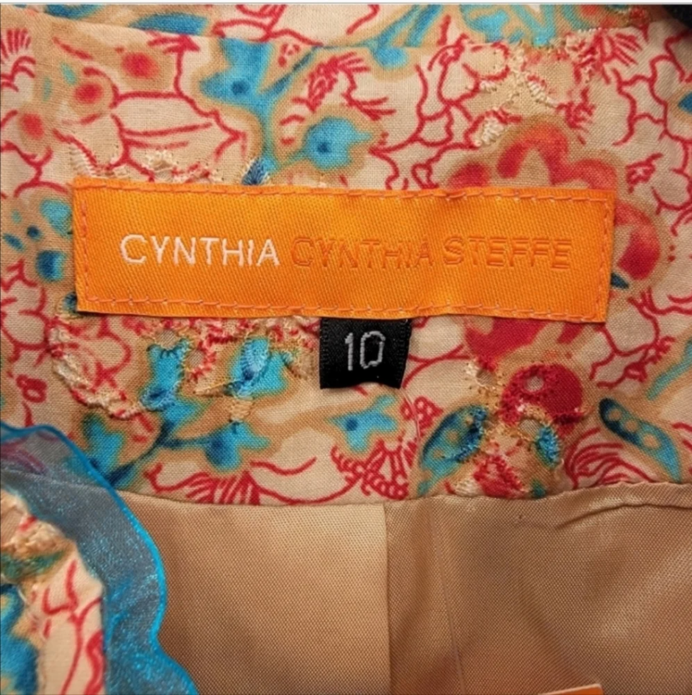 Cynthia Steffe Multi Colored Floral Embroidered Blazer Size 10 NWT